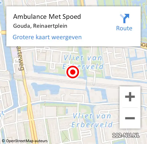 Locatie op kaart van de 112 melding: Ambulance Met Spoed Naar Gouda, Reinaertplein op 12 juni 2022 18:25