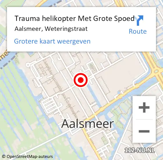 Locatie op kaart van de 112 melding: Trauma helikopter Met Grote Spoed Naar Aalsmeer, Weteringstraat op 12 juni 2022 18:47