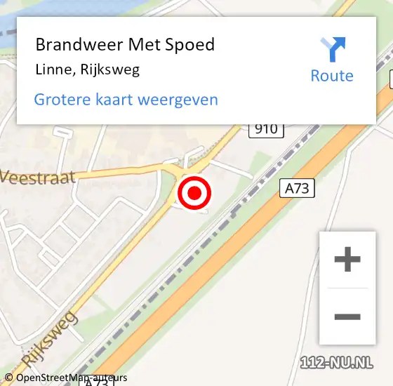 Locatie op kaart van de 112 melding: Brandweer Met Spoed Naar Linne, Rijksweg op 12 juni 2022 19:32