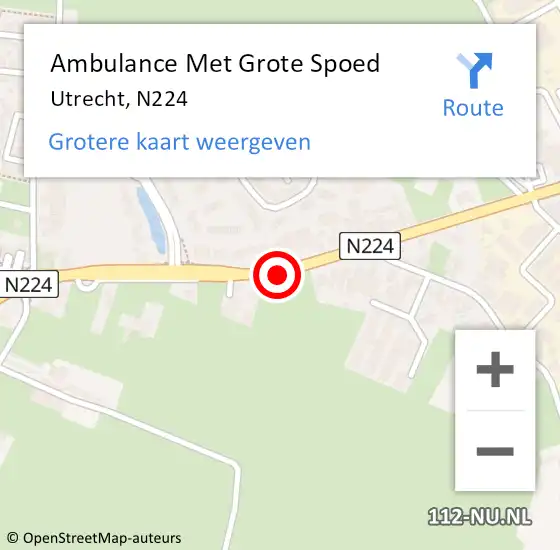 Locatie op kaart van de 112 melding: Ambulance Met Grote Spoed Naar Utrecht, N224 op 19 juli 2014 23:20