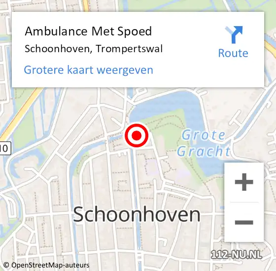 Locatie op kaart van de 112 melding: Ambulance Met Spoed Naar Schoonhoven, Trompertswal op 12 juni 2022 19:39