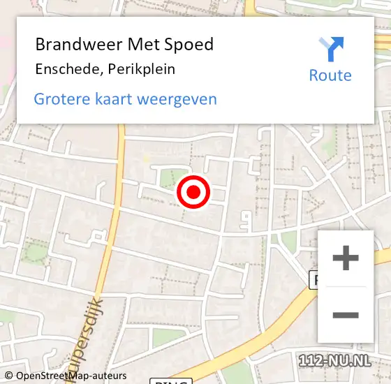 Locatie op kaart van de 112 melding: Brandweer Met Spoed Naar Enschede, Perikplein op 12 juni 2022 19:42