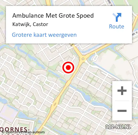 Locatie op kaart van de 112 melding: Ambulance Met Grote Spoed Naar Katwijk, Castor op 12 juni 2022 19:52