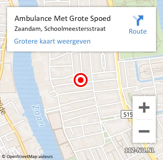 Locatie op kaart van de 112 melding: Ambulance Met Grote Spoed Naar Zaandam, Schoolmeestersstraat op 12 juni 2022 19:54