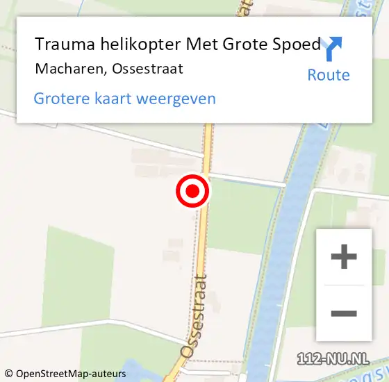 Locatie op kaart van de 112 melding: Trauma helikopter Met Grote Spoed Naar Macharen, Ossestraat op 12 juni 2022 20:05