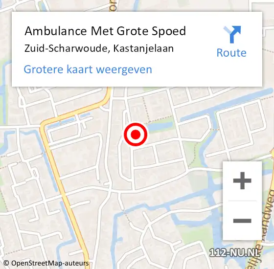 Locatie op kaart van de 112 melding: Ambulance Met Grote Spoed Naar Zuid-Scharwoude, Kastanjelaan op 12 juni 2022 20:30