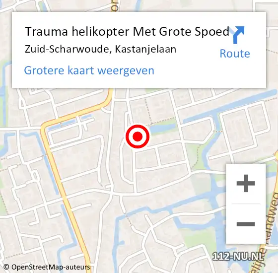 Locatie op kaart van de 112 melding: Trauma helikopter Met Grote Spoed Naar Zuid-Scharwoude, Kastanjelaan op 12 juni 2022 20:31