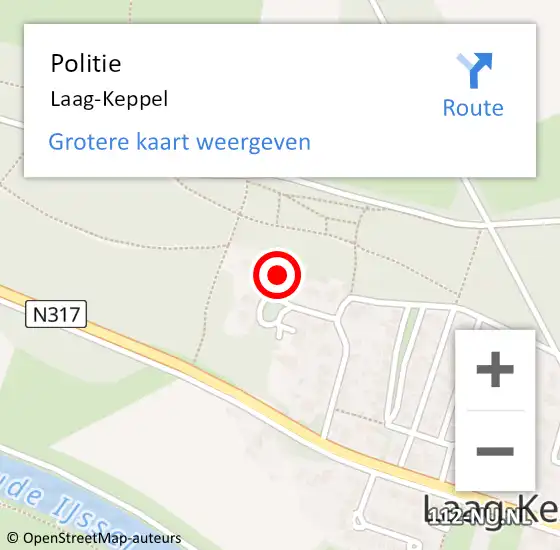 Locatie op kaart van de 112 melding: Politie Laag-Keppel op 12 juni 2022 20:35