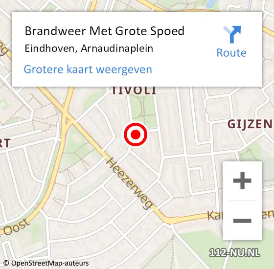 Locatie op kaart van de 112 melding: Brandweer Met Grote Spoed Naar Eindhoven, Arnaudinaplein op 12 juni 2022 20:37
