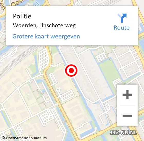 Locatie op kaart van de 112 melding: Politie Woerden, Linschoterweg op 12 juni 2022 21:28
