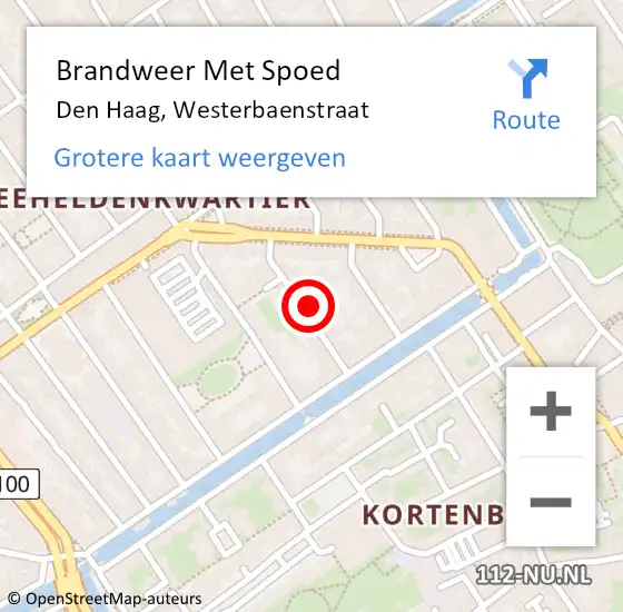 Locatie op kaart van de 112 melding: Brandweer Met Spoed Naar Den Haag, Westerbaenstraat op 12 juni 2022 21:36