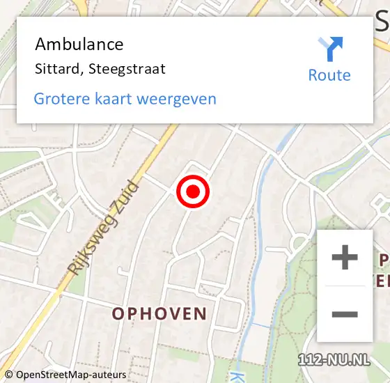 Locatie op kaart van de 112 melding: Ambulance Sittard, Steegstraat op 19 juli 2014 23:34