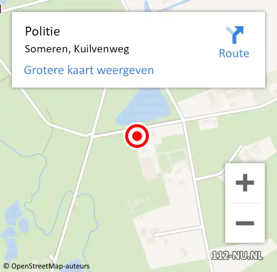 Locatie op kaart van de 112 melding: Politie Someren, Kuilvenweg op 12 juni 2022 22:57