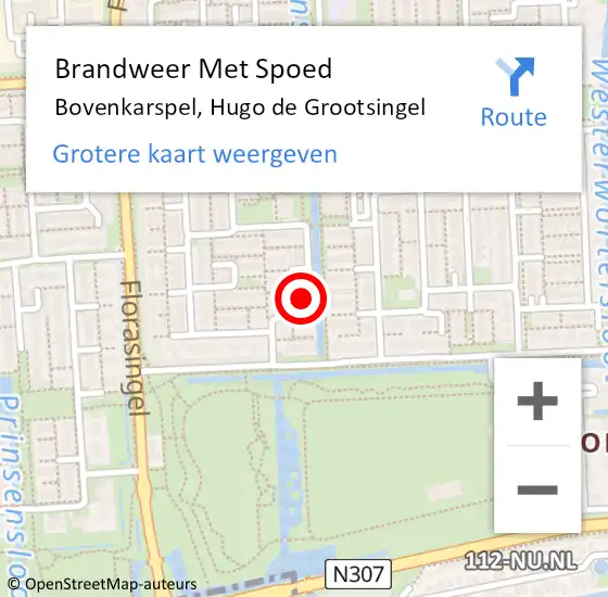 Locatie op kaart van de 112 melding: Brandweer Met Spoed Naar Bovenkarspel, Hugo de Grootsingel op 12 juni 2022 23:04