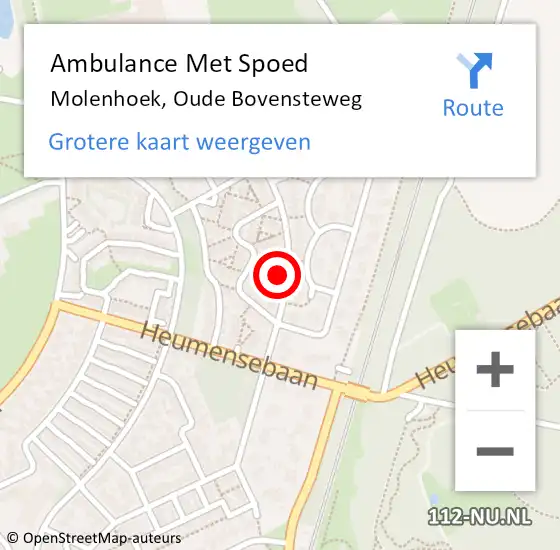 Locatie op kaart van de 112 melding: Ambulance Met Spoed Naar Molenhoek, Oude Bovensteweg op 12 juni 2022 23:07