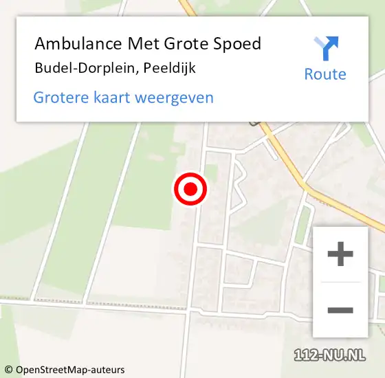 Locatie op kaart van de 112 melding: Ambulance Met Grote Spoed Naar Budel-Dorplein, Peeldijk op 12 juni 2022 23:10