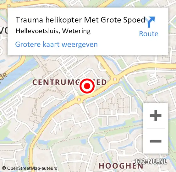 Locatie op kaart van de 112 melding: Trauma helikopter Met Grote Spoed Naar Hellevoetsluis, Wetering op 12 juni 2022 23:12