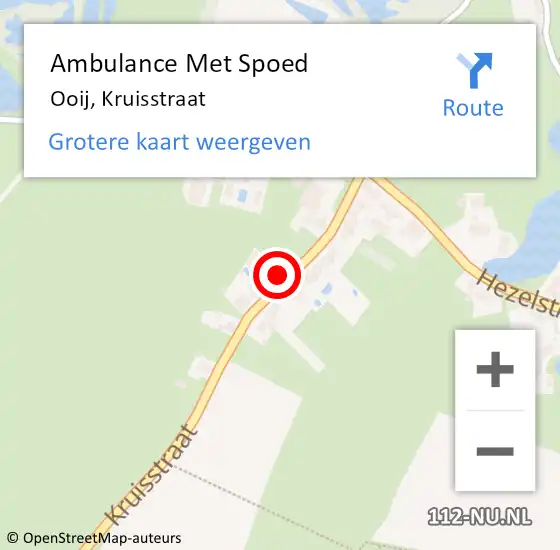 Locatie op kaart van de 112 melding: Ambulance Met Spoed Naar Ooij, Kruisstraat op 12 juni 2022 23:18
