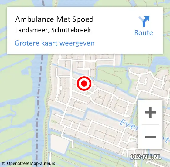 Locatie op kaart van de 112 melding: Ambulance Met Spoed Naar Landsmeer, Schuttebreek op 12 juni 2022 23:34