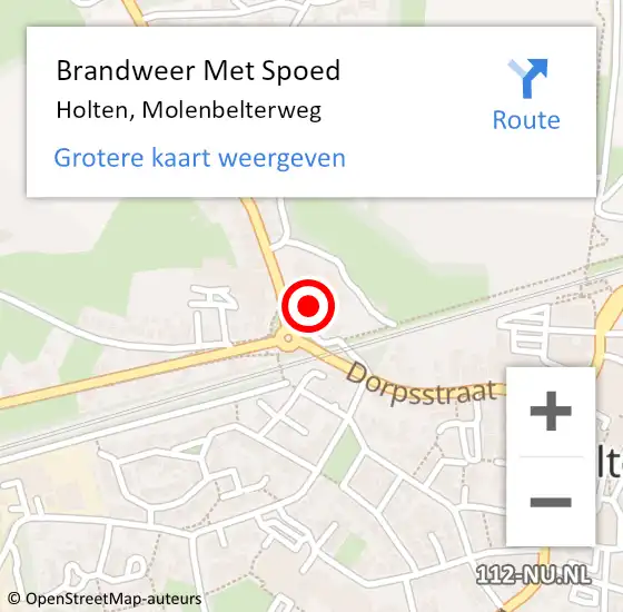 Locatie op kaart van de 112 melding: Brandweer Met Spoed Naar Holten, Molenbelterweg op 12 juni 2022 23:37