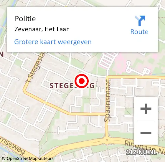 Locatie op kaart van de 112 melding: Politie Zevenaar, Het Laar op 13 juni 2022 00:35