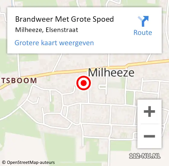 Locatie op kaart van de 112 melding: Brandweer Met Grote Spoed Naar Milheeze, Elsenstraat op 13 juni 2022 01:06