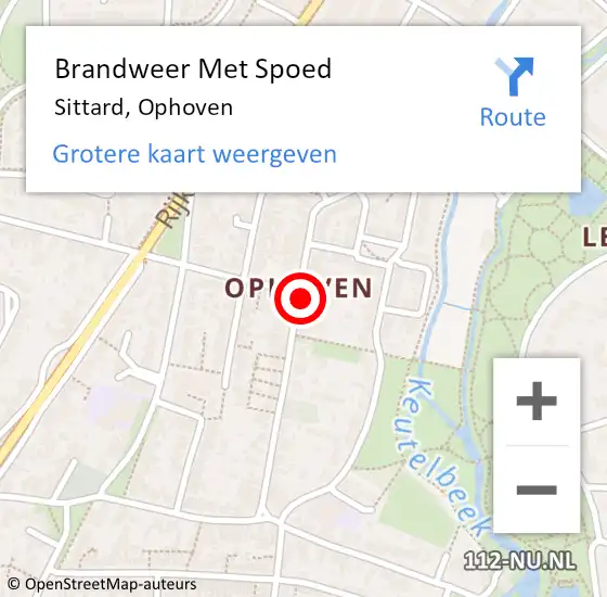 Locatie op kaart van de 112 melding: Brandweer Met Spoed Naar Sittard, Ophoven op 13 juni 2022 02:00