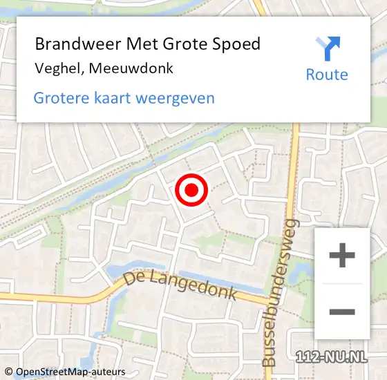 Locatie op kaart van de 112 melding: Brandweer Met Grote Spoed Naar Veghel, Meeuwdonk op 13 juni 2022 02:10