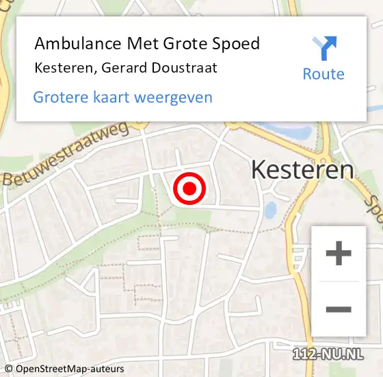 Locatie op kaart van de 112 melding: Ambulance Met Grote Spoed Naar Kesteren, Gerard Doustraat op 13 juni 2022 02:57