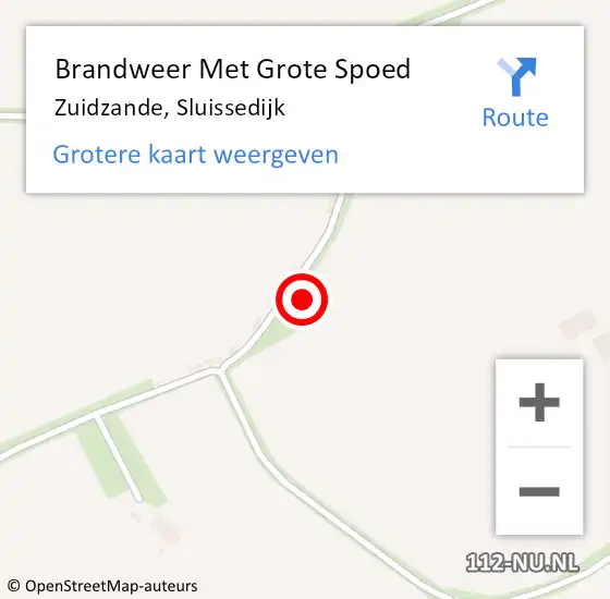 Locatie op kaart van de 112 melding: Brandweer Met Grote Spoed Naar Zuidzande, Sluissedijk op 13 juni 2022 03:03