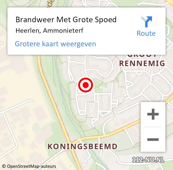 Locatie op kaart van de 112 melding: Brandweer Met Grote Spoed Naar Heerlen, Ammonieterf op 13 juni 2022 03:47