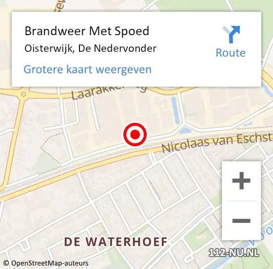 Locatie op kaart van de 112 melding: Brandweer Met Spoed Naar Oisterwijk, De Nedervonder op 13 juni 2022 03:49