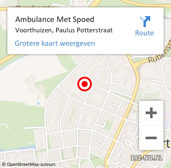 Locatie op kaart van de 112 melding: Ambulance Met Spoed Naar Voorthuizen, Paulus Potterstraat op 13 juni 2022 04:49