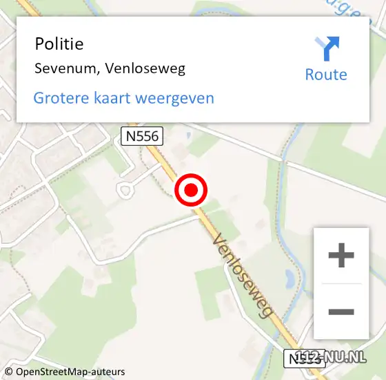 Locatie op kaart van de 112 melding: Politie Sevenum, Venloseweg op 13 juni 2022 06:22