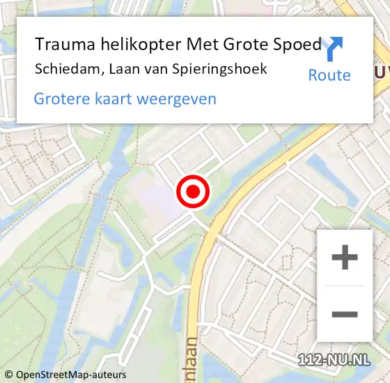 Locatie op kaart van de 112 melding: Trauma helikopter Met Grote Spoed Naar Schiedam, Laan van Spieringshoek op 13 juni 2022 06:58