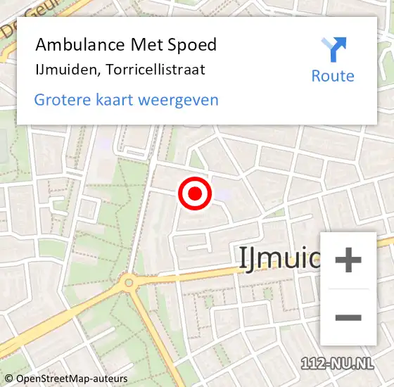 Locatie op kaart van de 112 melding: Ambulance Met Spoed Naar IJmuiden, Torricellistraat op 13 juni 2022 07:02