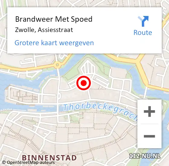 Locatie op kaart van de 112 melding: Brandweer Met Spoed Naar Zwolle, Assiesstraat op 13 juni 2022 07:47