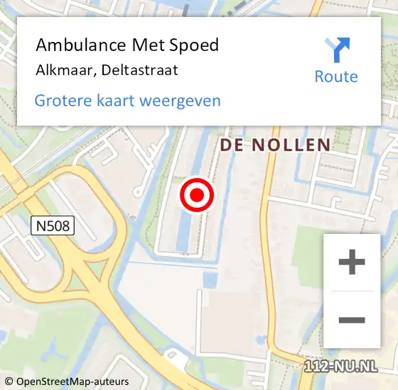 Locatie op kaart van de 112 melding: Ambulance Met Spoed Naar Alkmaar, Deltastraat op 13 juni 2022 08:06