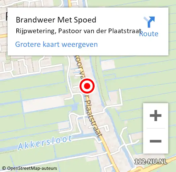 Locatie op kaart van de 112 melding: Brandweer Met Spoed Naar Rijpwetering, Pastoor van der Plaatstraat op 13 juni 2022 08:21