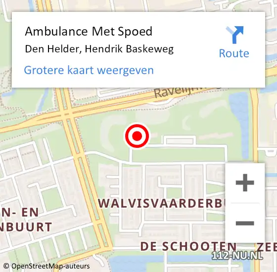 Locatie op kaart van de 112 melding: Ambulance Met Spoed Naar Den Helder, Hendrik Baskeweg op 13 juni 2022 08:27