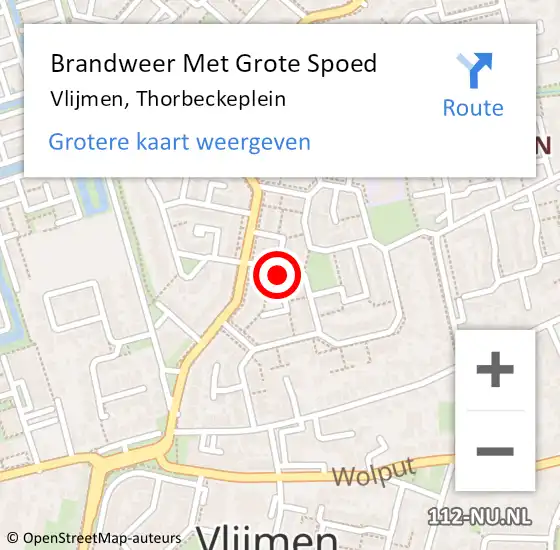 Locatie op kaart van de 112 melding: Brandweer Met Grote Spoed Naar Vlijmen, Thorbeckeplein op 13 juni 2022 08:37