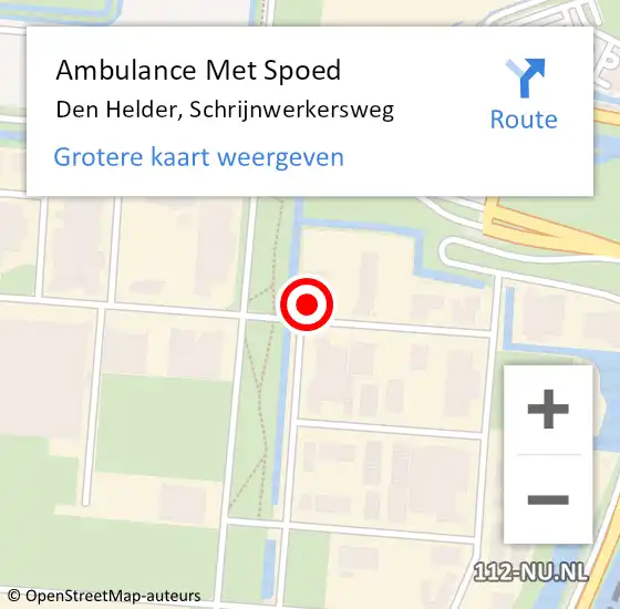 Locatie op kaart van de 112 melding: Ambulance Met Spoed Naar Den Helder, Schrijnwerkersweg op 13 juni 2022 08:43
