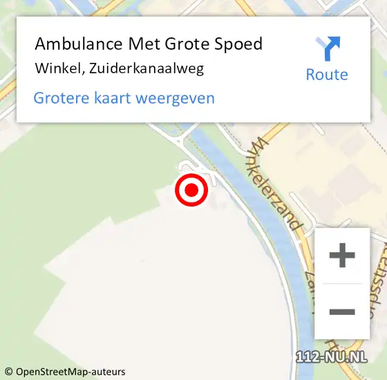 Locatie op kaart van de 112 melding: Ambulance Met Grote Spoed Naar Winkel, Zuiderkanaalweg op 13 juni 2022 08:52