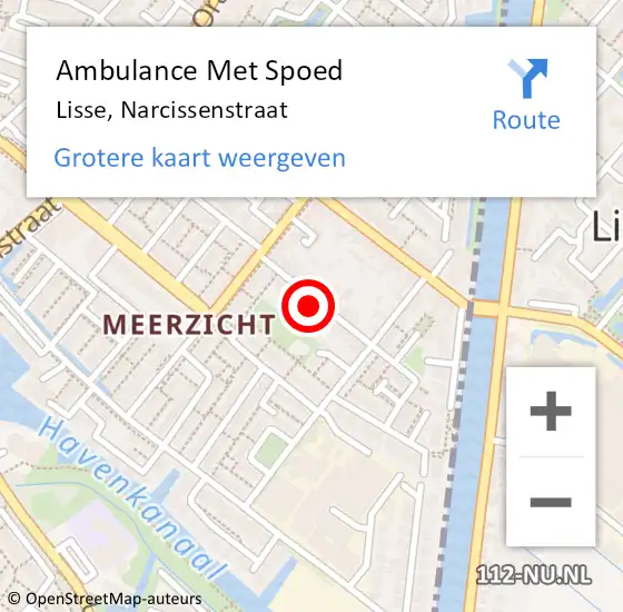 Locatie op kaart van de 112 melding: Ambulance Met Spoed Naar Lisse, Narcissenstraat op 13 juni 2022 08:57
