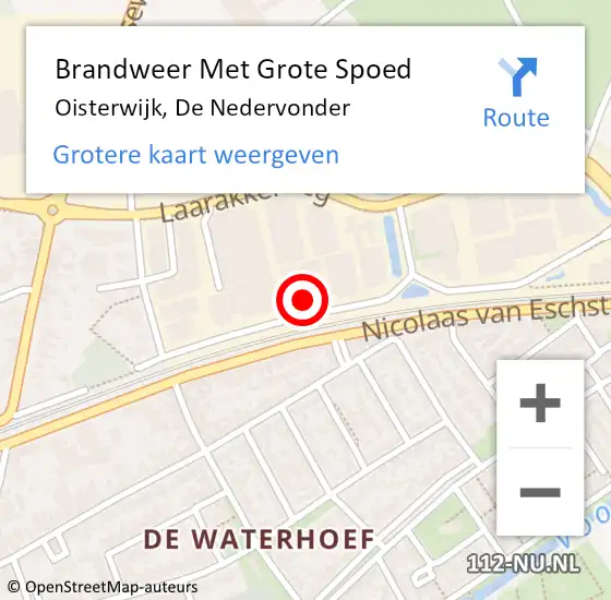 Locatie op kaart van de 112 melding: Brandweer Met Grote Spoed Naar Oisterwijk, De Nedervonder op 13 juni 2022 09:01