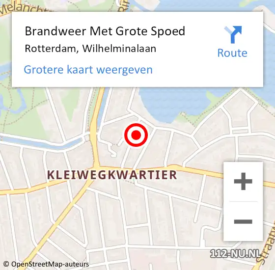 Locatie op kaart van de 112 melding: Brandweer Met Grote Spoed Naar Rotterdam, Wilhelminalaan op 13 juni 2022 09:25