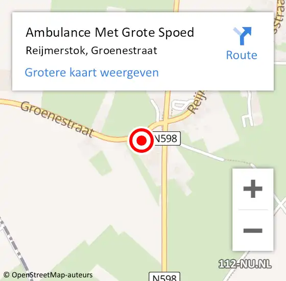 Locatie op kaart van de 112 melding: Ambulance Met Grote Spoed Naar Reijmerstok, Groenestraat op 20 juli 2014 00:46