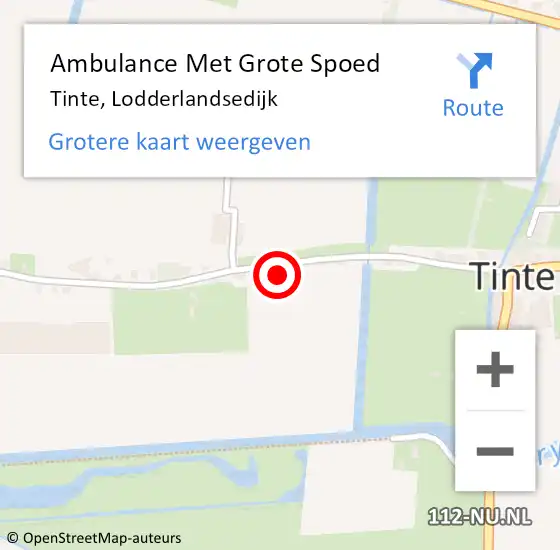 Locatie op kaart van de 112 melding: Ambulance Met Grote Spoed Naar Tinte, Lodderlandsedijk op 20 juli 2014 00:57