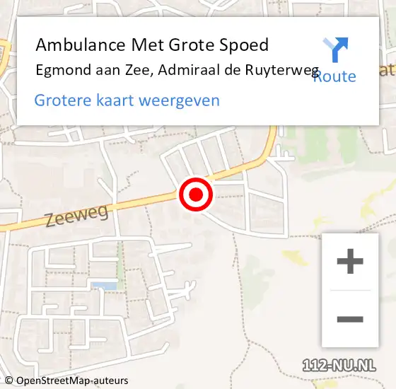 Locatie op kaart van de 112 melding: Ambulance Met Grote Spoed Naar Egmond aan Zee, Admiraal de Ruyterweg op 20 juli 2014 00:58