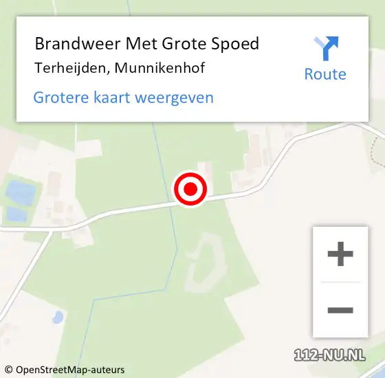 Locatie op kaart van de 112 melding: Brandweer Met Grote Spoed Naar Terheijden, Munnikenhof op 13 juni 2022 10:54